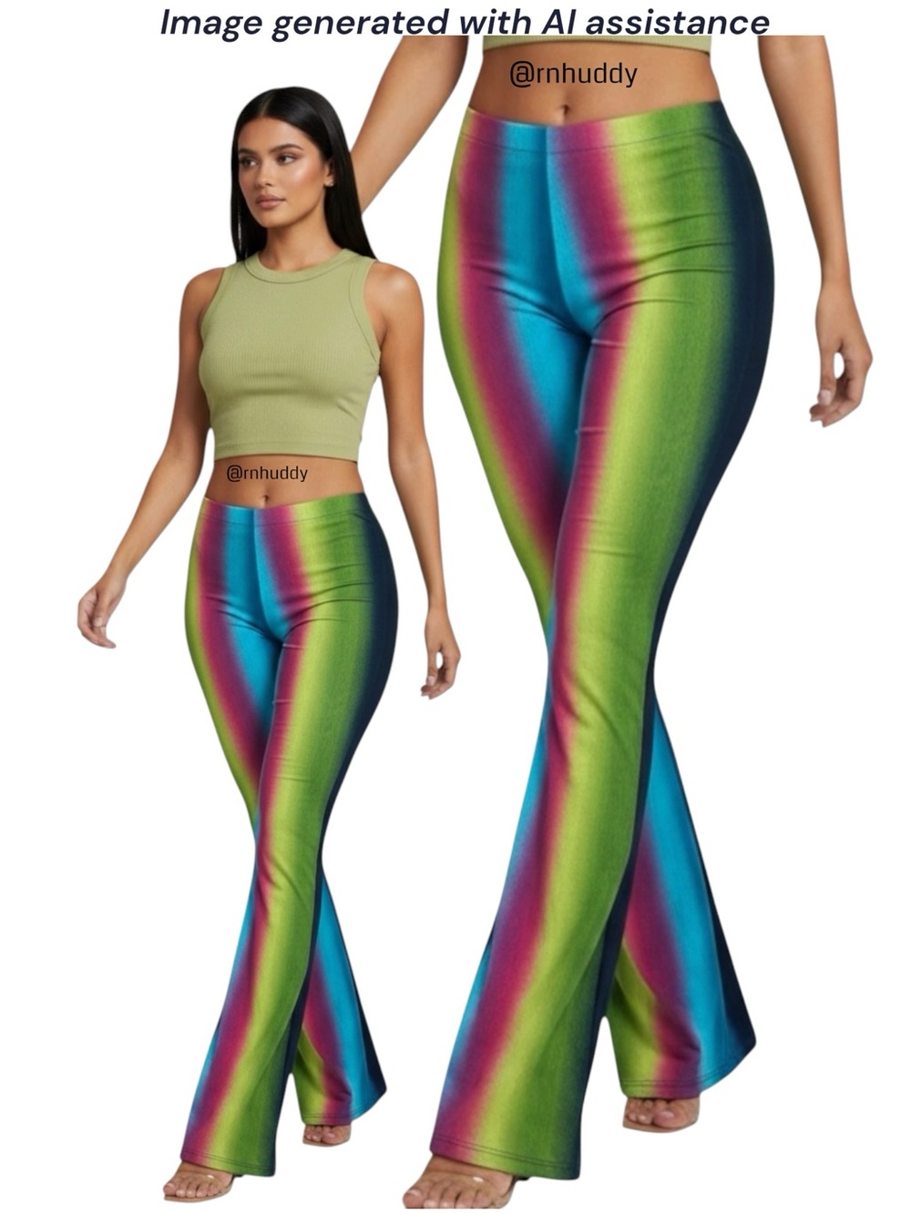 Cameo S multicolored high waisted 70s flare pants
